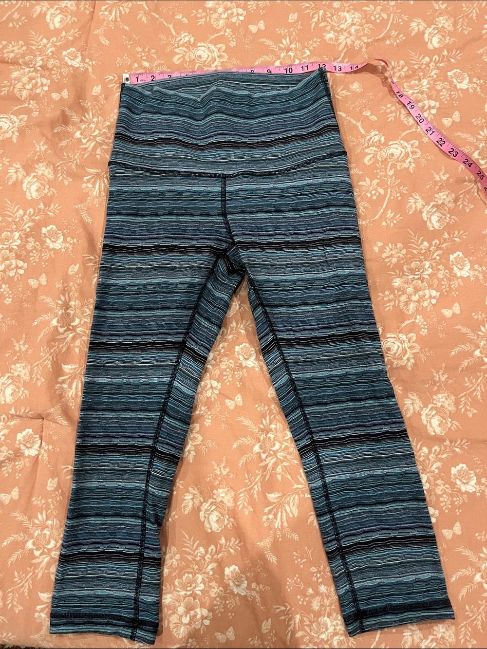 lululemon athletica Blue Striped High-Rise Leggings